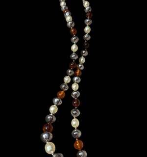 Vintage Multi-Strand Freshwater Pearl, Agate, and Glass Bead Necklace